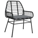5 dele spisebordssæt til haven m. hynder polyrattan glas sort