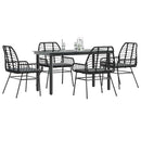 5 dele spisebordssæt til haven m. hynder polyrattan glas sort
