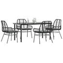5 dele spisebordssæt til haven m. hynder polyrattan glas sort