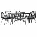 7 dele spisebordssæt til haven m. hynder polyrattan glas sort