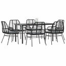 7 dele spisebordssæt til haven m. hynder polyrattan glas sort