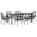 7 dele spisebordssæt til haven m. hynder polyrattan glas sort