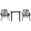 3 dele spisebordssæt til haven m. hynder polyrattan glas sort
