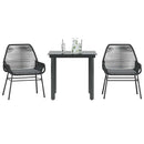 3 dele spisebordssæt til haven m. hynder polyrattan glas sort