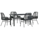 5 dele spisebordssæt til haven m. hynder polyrattan glas sort