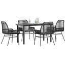 5 dele spisebordssæt til haven m. hynder polyrattan glas sort