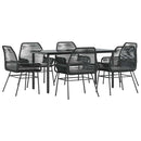7 dele spisebordssæt til haven m. hynder polyrattan glas sort