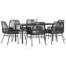 7 dele spisebordssæt til haven m. hynder polyrattan glas sort