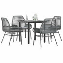 5 dele spisebordssæt til haven med hynder polyrattan glas grå