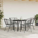 5 dele spisebordssæt til haven polyrattan glas sort