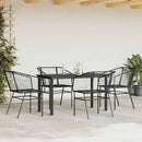 5 dele spisebordssæt til haven polyrattan glas sort