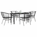 5 dele spisebordssæt til haven polyrattan glas sort