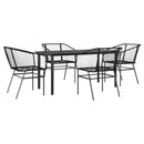 5 dele spisebordssæt til haven polyrattan glas sort