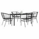 5 dele spisebordssæt til haven polyrattan glas sort
