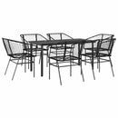 7 dele spisebordssæt til haven polyrattan glas sort