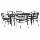 7 dele spisebordssæt til haven polyrattan glas sort