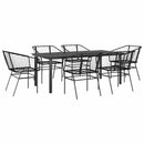 7 dele spisebordssæt til haven polyrattan glas sort