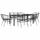 7 dele spisebordssæt til haven polyrattan glas sort