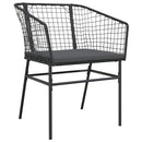 3 dele spisebordssæt til haven m. hynder polyrattan glas sort