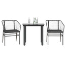 3 dele spisebordssæt til haven m. hynder polyrattan glas sort