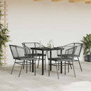 5 dele spisebordssæt til haven m. hynder polyrattan glas sort