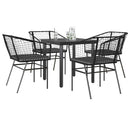 5 dele spisebordssæt til haven m. hynder polyrattan glas sort