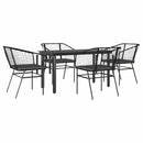5 dele spisebordssæt til haven m. hynder polyrattan glas sort