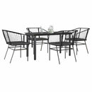 5 dele spisebordssæt til haven m. hynder polyrattan glas sort