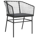 5 dele spisebordssæt til haven m. hynder polyrattan glas sort