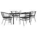 5 dele spisebordssæt til haven m. hynder polyrattan glas sort