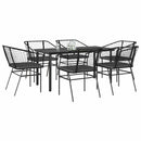 7 dele spisebordssæt til haven m. hynder polyrattan glas sort