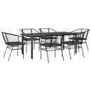 7 dele spisebordssæt til haven m. hynder polyrattan glas sort