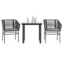 3 dele spisebordssæt til haven m. hynder polyrattan glas sort