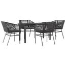 5 dele spisebordssæt til haven m. hynder polyrattan glas sort