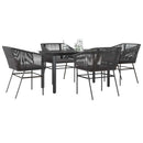 5 dele spisebordssæt til haven m. hynder polyrattan glas sort