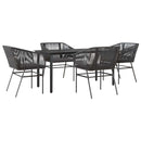 5 dele spisebordssæt til haven m. hynder polyrattan glas sort