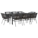 9 dele spisebordssæt til haven m. hynder polyrattan glas sort