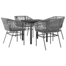 5 dele spisebordssæt til haven med hynder polyrattan glas grå