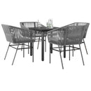 5 dele spisebordssæt til haven med hynder polyrattan glas grå