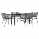 5 dele spisebordssæt til haven med hynder polyrattan glas grå