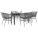 5 dele spisebordssæt til haven med hynder polyrattan glas grå