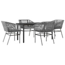 5 dele spisebordssæt til haven med hynder polyrattan glas grå