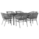 7 dele spisebordssæt til haven med hynder polyrattan glas grå