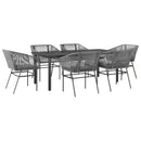 7 dele spisebordssæt til haven med hynder polyrattan glas grå