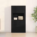 Highboard med skuffe Sort eg 80 x 33 x 150 cm Konstrueret træ