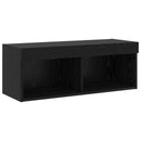 TV-møbelsæt med LED -strimmellys 6 pcs Sort eg Konstrueret træ