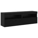 TV-møbelsæt med LED -strimmellys 6 pcs Sort eg Konstrueret træ