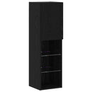 TV-møbelsæt med LED -strimmellys 6 pcs Sort eg Konstrueret træ