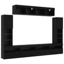 TV-møbelsæt med LED -strimmellys 6 pcs Sort eg Konstrueret træ
