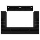 TV-møbelsæt med LED -strimmellys 6 pcs Sort eg Konstrueret træ
